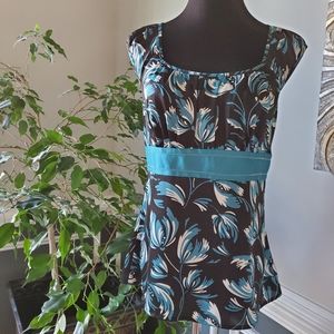 Ann Taylor Loft Blue and Black Blouse